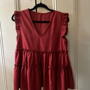 🌵SHEIN Red Ruffled Sleeveless Blouse